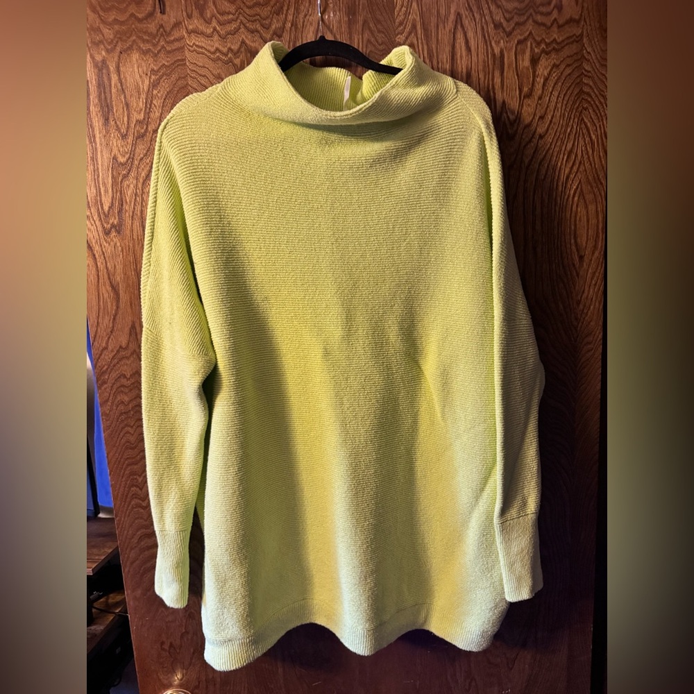 Free People Light Green Cowl Neck Sweater